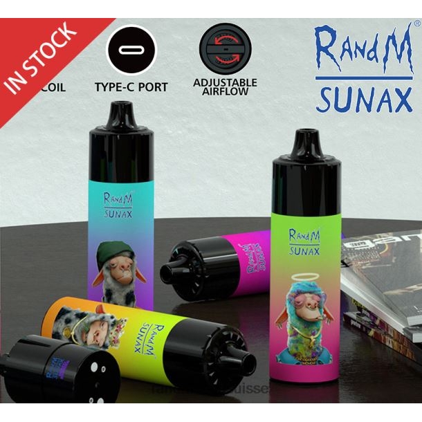 RandM Sunax Dispositif de vape remplaçable avec module de contrôle du flux d\'air 21000, 1 pièce citron pomme rouge BXPBLD272 RandM Vape Genève