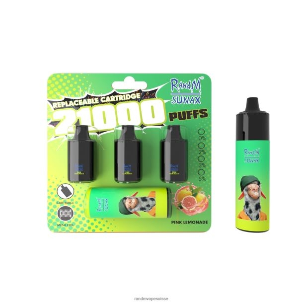 RandM Sunax Dispositif de vape remplaçable avec module de contrôle du flux d\'air 21000, 1 pièce citron pomme rouge BXPBLD272 RandM Vape Genève