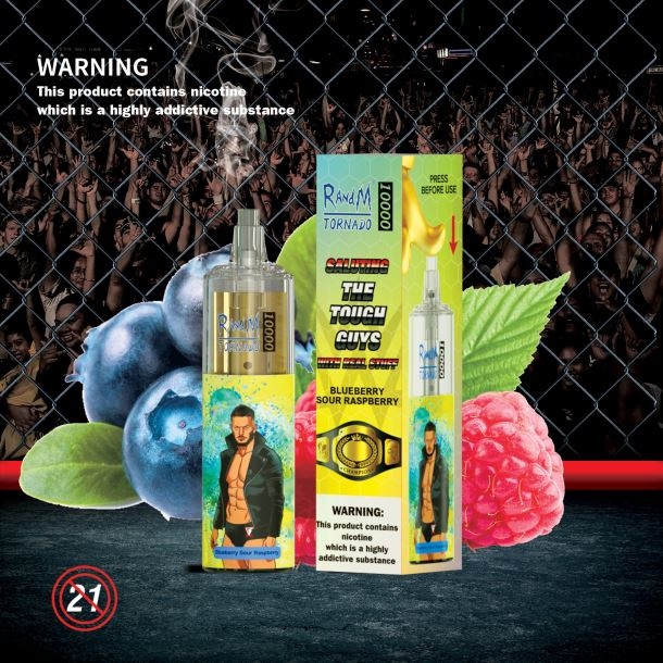 RandM Tornado Dispositif de vape de contrôle du débit d\'air 10000 1 pièce fraise framboise BXPBLD102 RandM Vape Genève