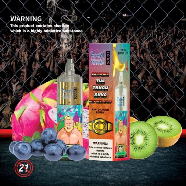 RandM Tornado Dispositif de vape de contrôle du débit d\'air 10000 1 pièce fraise framboise BXPBLD102 RandM Vape Genève