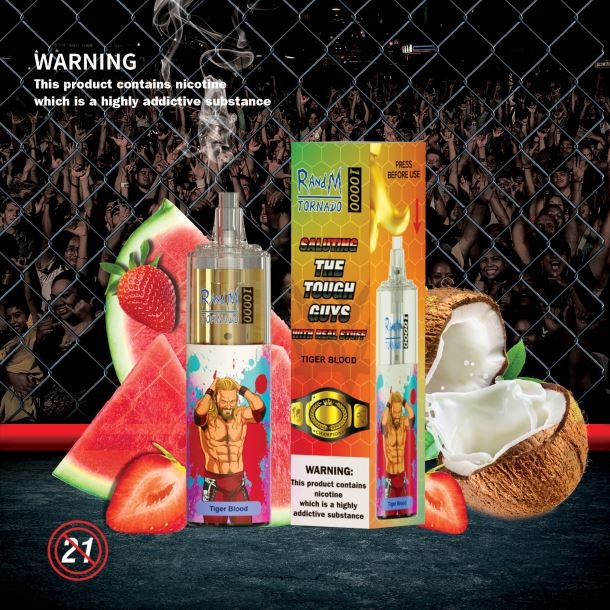 RandM Tornado Dispositif de vape de contrôle du débit d\'air 10000 1 pièce fraise-kiwi BXPBLD118 Puff RandM Prix