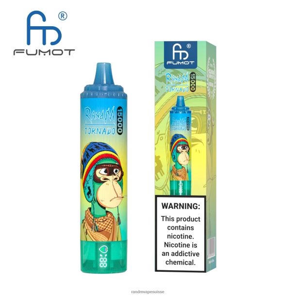 Fumot RandM Tornado Appareil de vape 15000 avec batterie et affichage ejuice version 1 baies mélangées BXPBLD31 RandM Vape Suisse