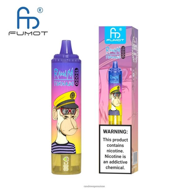 Fumot RandM Tornado Appareil de vape 15000 avec batterie et affichage ejuice version 1 glace à l\'ananas BXPBLD23 RandM Tornado Suisse