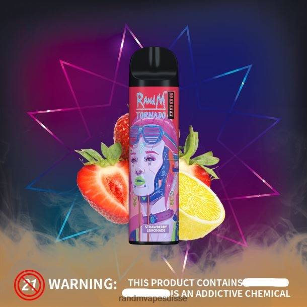 RandM Tornado Dispositif de vape de contrôle du flux d'air 8000 1 pièce Limonade de fraise BXPBLD239 RandM Vape Online