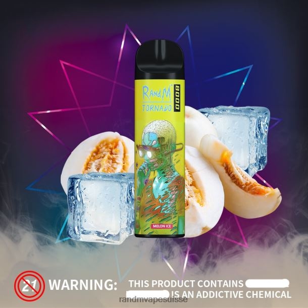 RandM Tornado Dispositif de vape de contrôle du flux d'air 8000 1 pièce glace au melon BXPBLD244 RandM Vape Avis