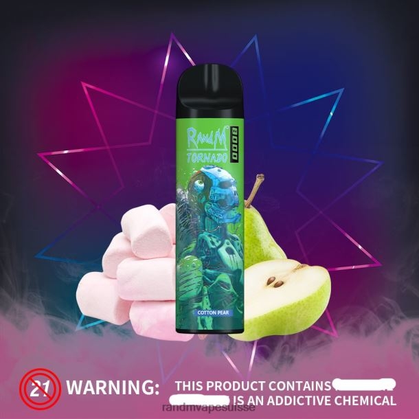 RandM Tornado Dispositif de vape de contrôle du flux d'air 8000 1 pièce poire de coton BXPBLD241 RandM Vape Suisse