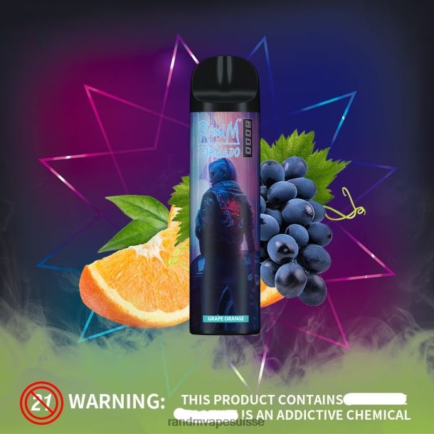 RandM Tornado Dispositif de vape de contrôle du flux d'air 8000 1 pièce raisin orange BXPBLD243 RandM Tornado Suisse