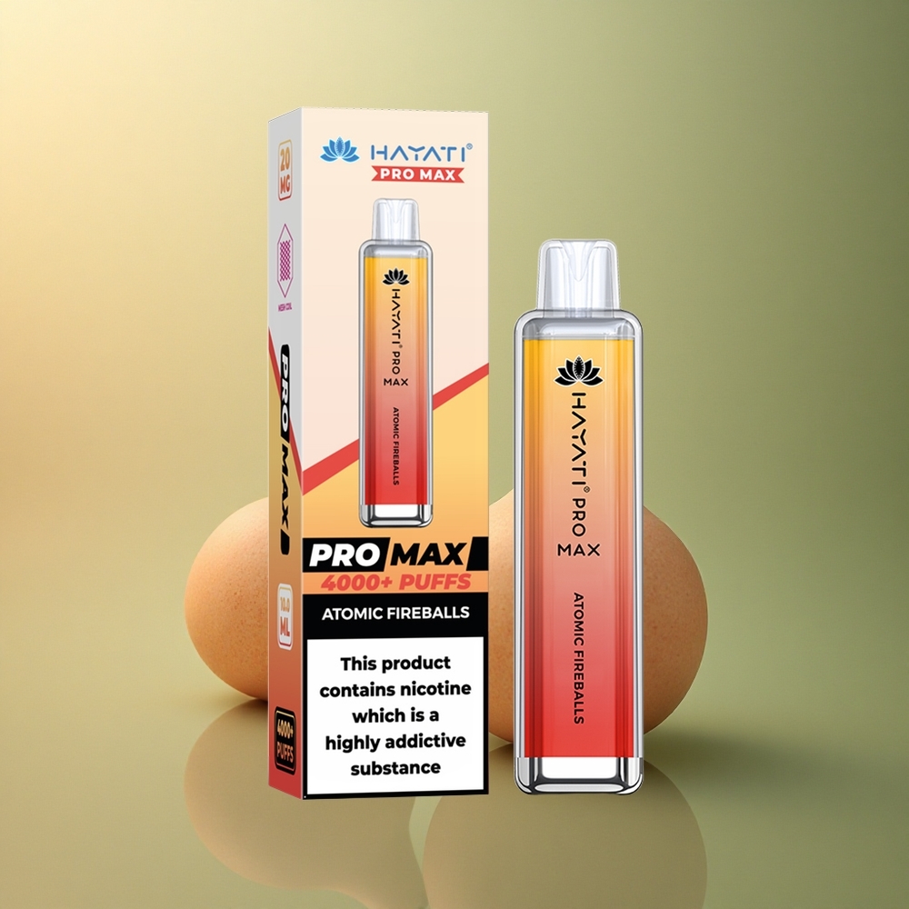 Hayati Pro Max 4000 Puffs Boules de Feu Atomiques Rechargeables 1400mAh 5% Nicotine