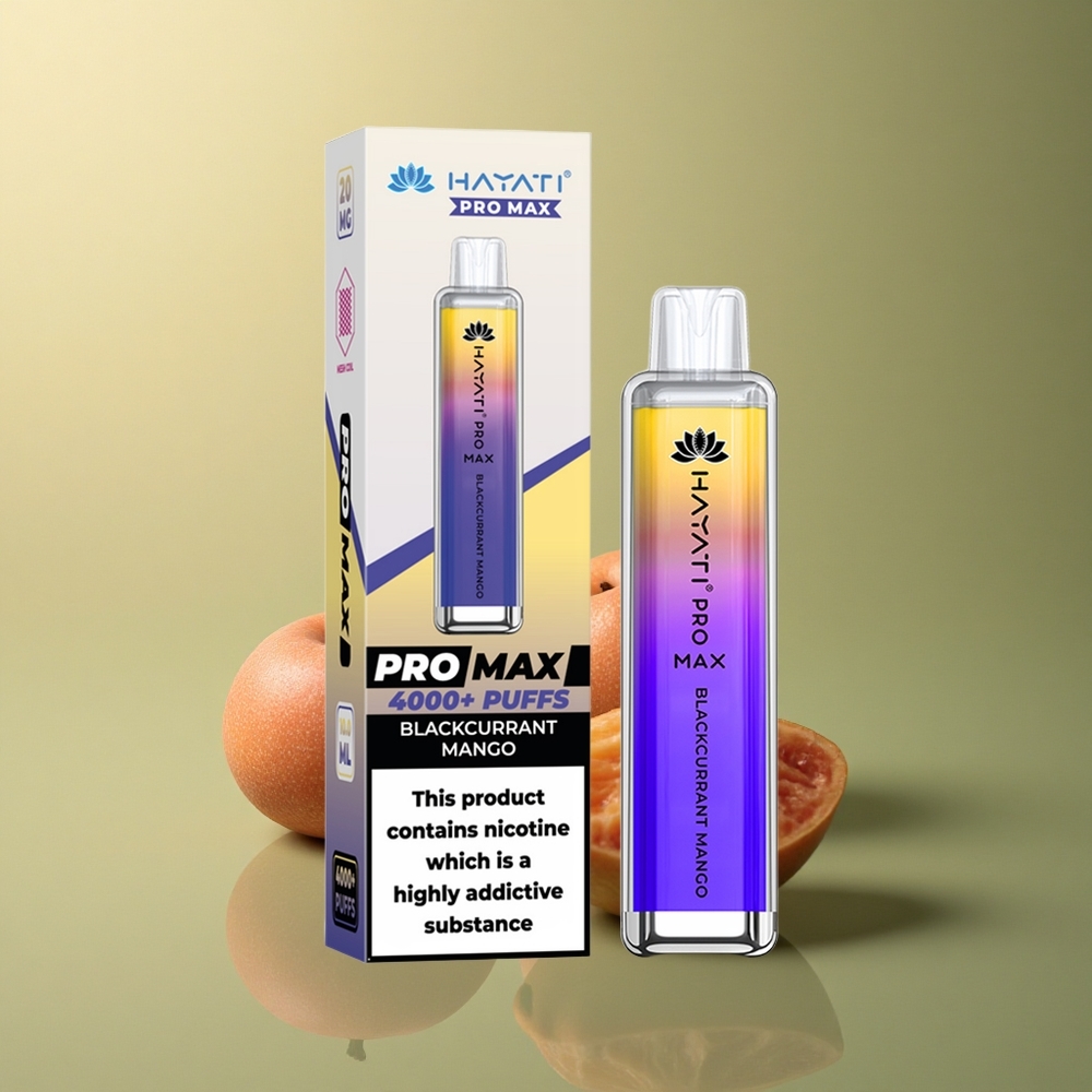Hayati Pro Max 4000 Puffs Cassissier Mangue avec 5% de nicotine et batterie 1400mAh