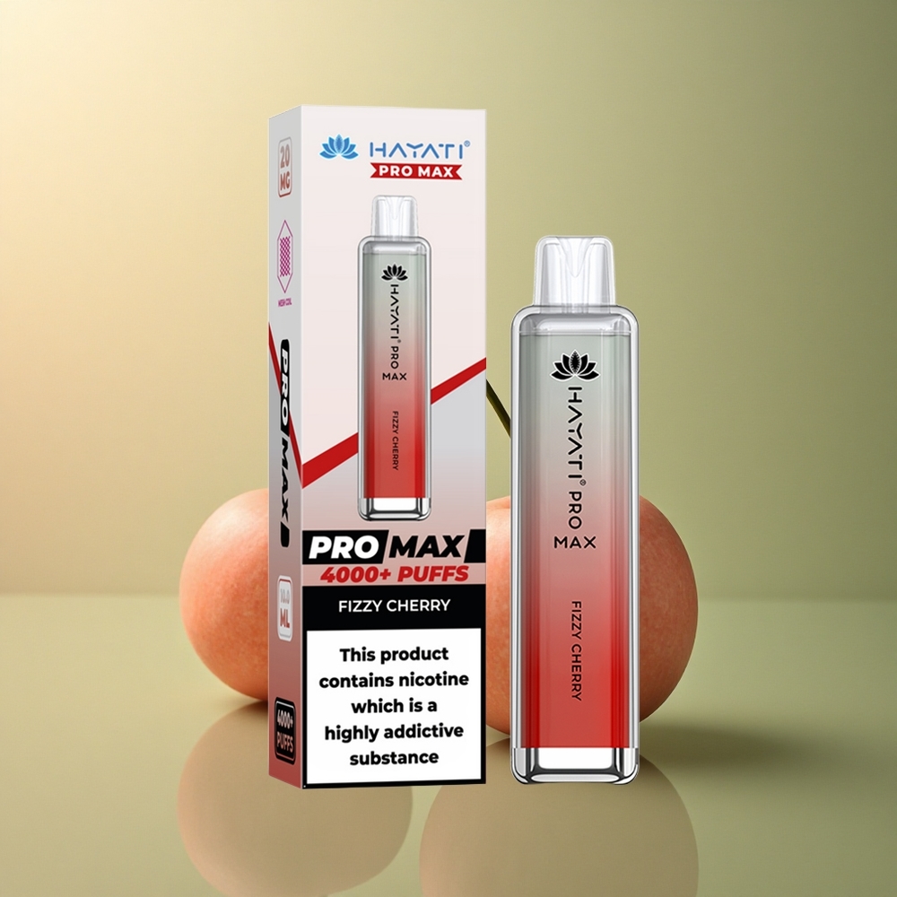 Hayati Pro Max 4000 Puffs Cerise Pétillante Rechargeable 1400mAh Double Bobine 1.1 Ohm