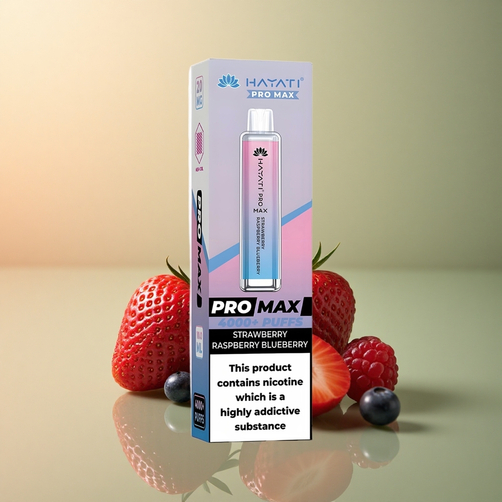 Hayati Pro Max 4000 Puffs Fraise Framboise Myrtille Rechargeable 1400mAh 2ml