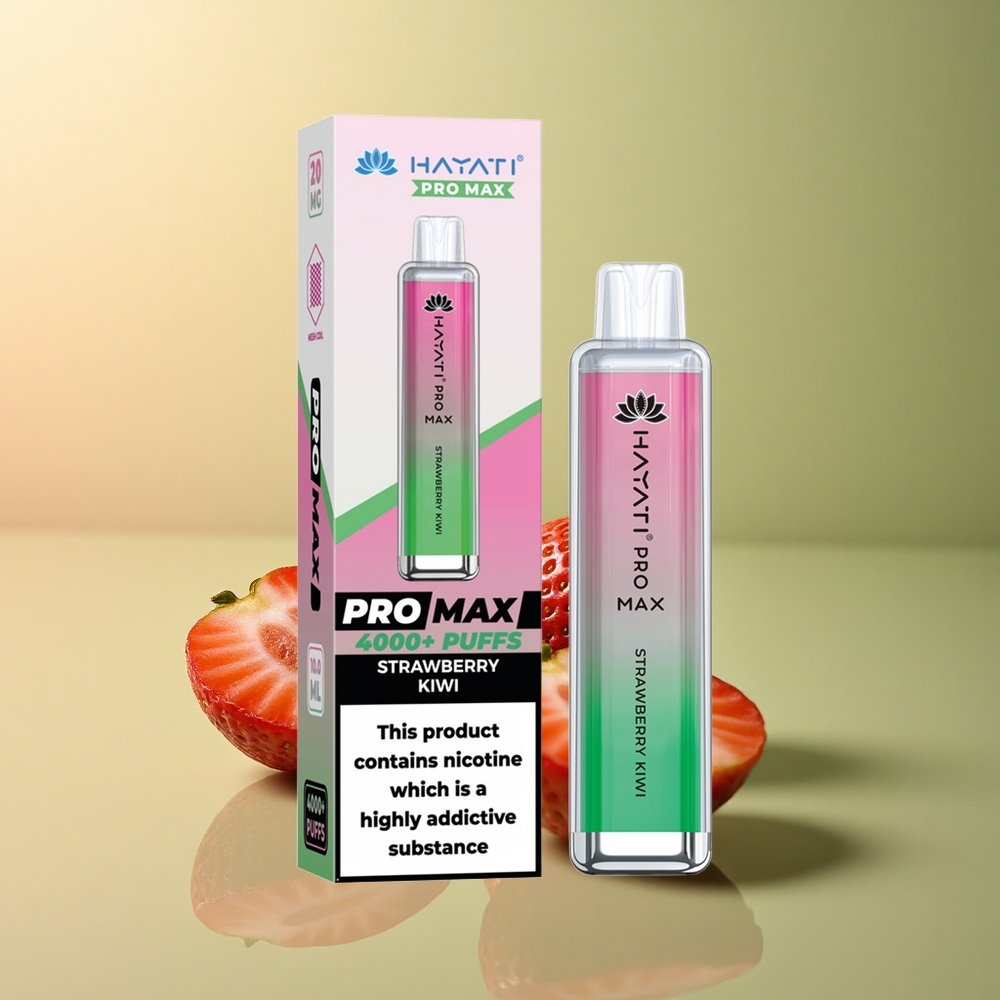 Hayati Pro Max 4000 Puffs Fraise Kiwi 5% Nicotine 1400mAh Rechargeable