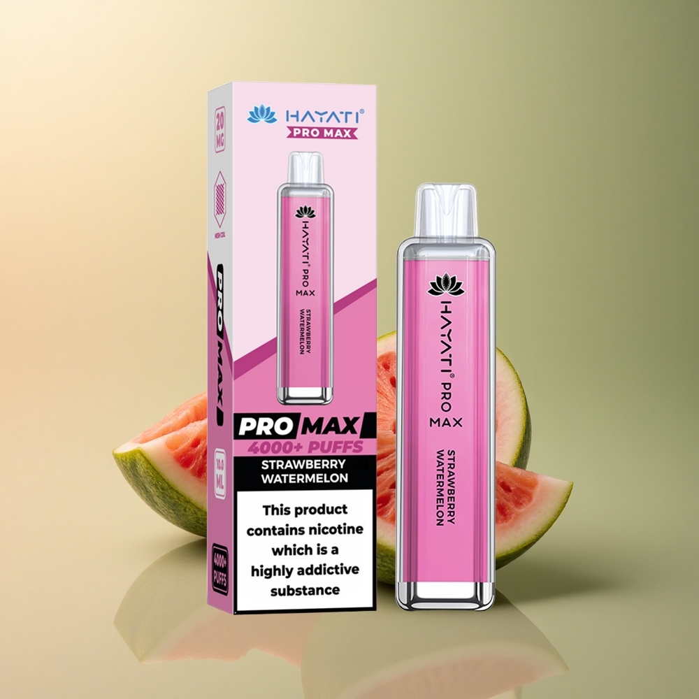 Hayati Pro Max 4000 Puffs Fraise Pastèque Rechargeable 1400mAh Dual Mesh