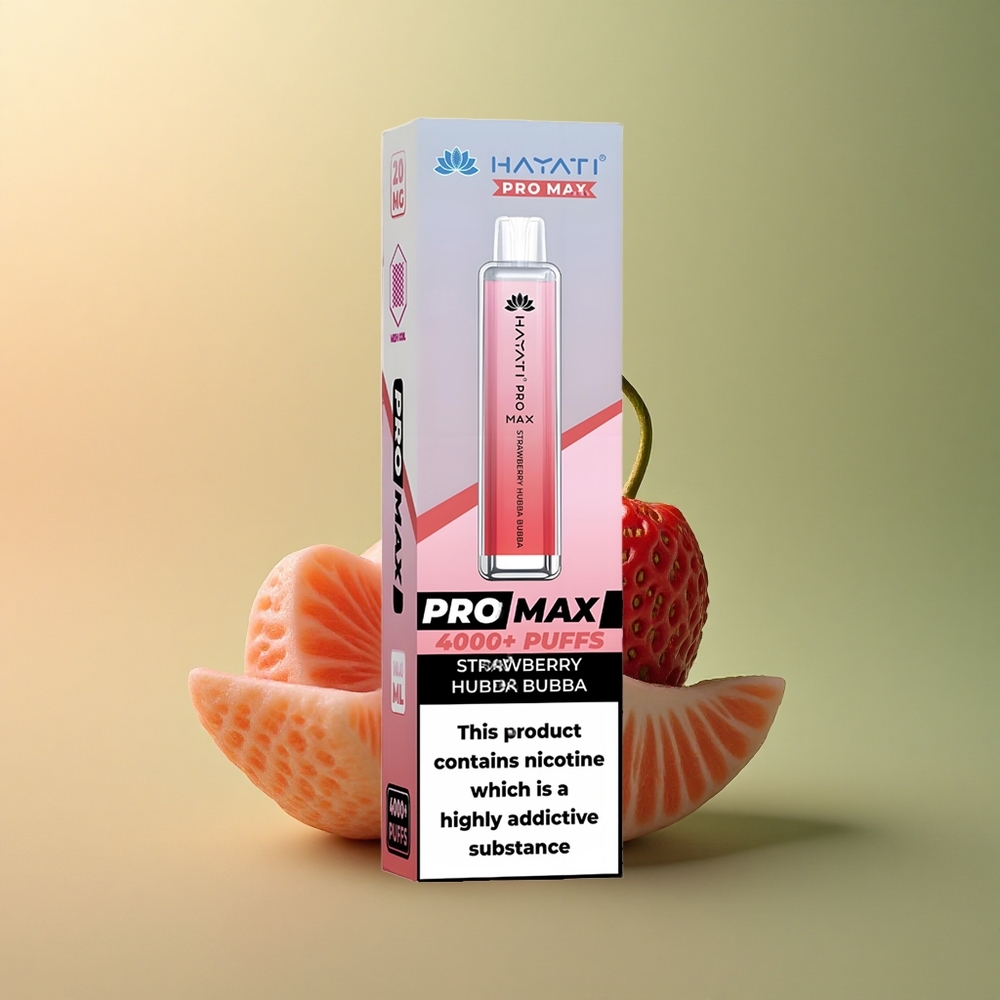 Hayati Pro Max 4000 Puffs Fraisi Bulle Dual 1.1 Ohm 1400mAh Rechargeable