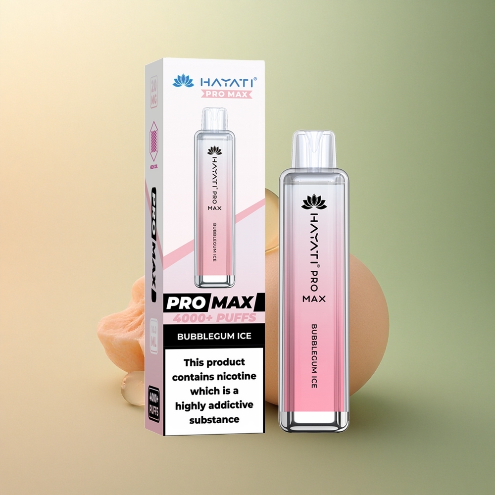 Hayati Pro Max 4000 Puffs Glace à la Gomme Bulle Rechargeable 1400mAh 5% Nicotine