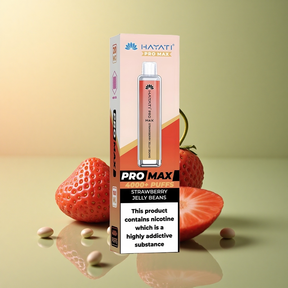 Hayati Pro Max 4000 Puffs Haricot à la Gelée de Fraise Rechargeable 1400mAh 2ml
