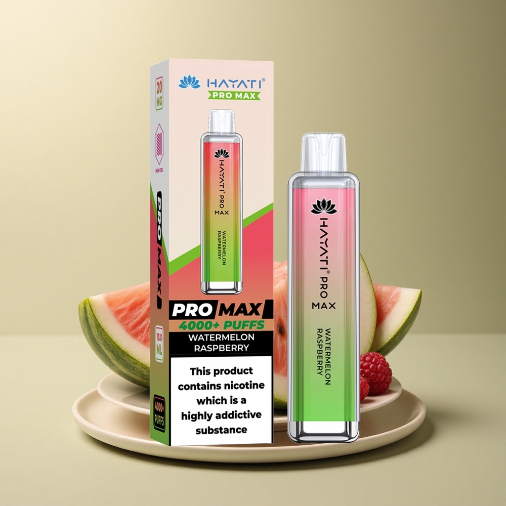 Hayati Pro Max 4000 Puffs Pastèque Framboise avec batterie rechargeable 1400mAh et résistance nicotine 5%