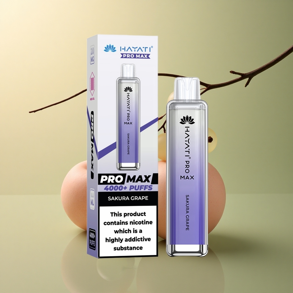 Hayati Pro Max 4000 Puffs Raisin Sakura Rechargeable 1400mAh Dual Mesh Coil 2ml TPD