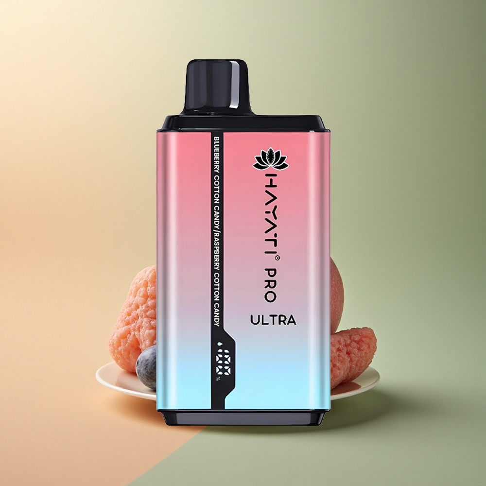 Hayati Pro Ultra 15000 Puffs Barbe à Papa Myrtille Barbe à Papa Framboise 2% nicotine 850mAh