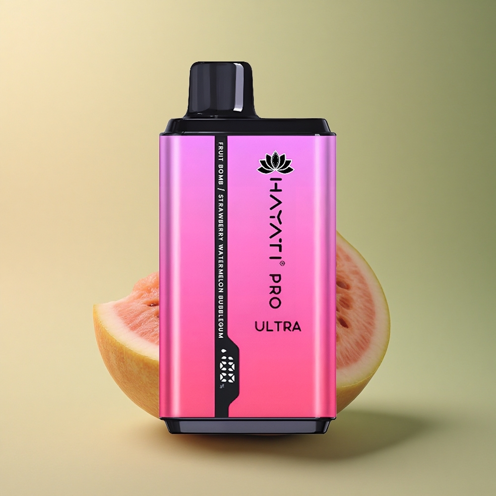 Hayati Pro Ultra 15000 Puffs Bombe Fruitée Fraise Pastèque Chewing-Gum 850mAh 2% Nicotine