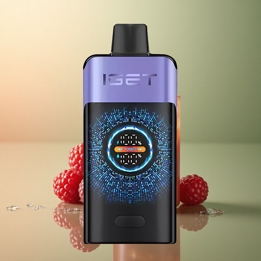 IGET ONE 12000 Puffs Glace Framboise Raisin avec Écran Courbe et 2700 mAh