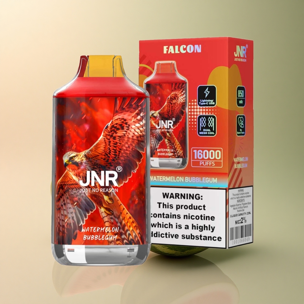 JNR Falcon 16000 Chewing-gum Pastèque 22ml 850mAh Dual Mesh Coil Nicotine 0% 2%