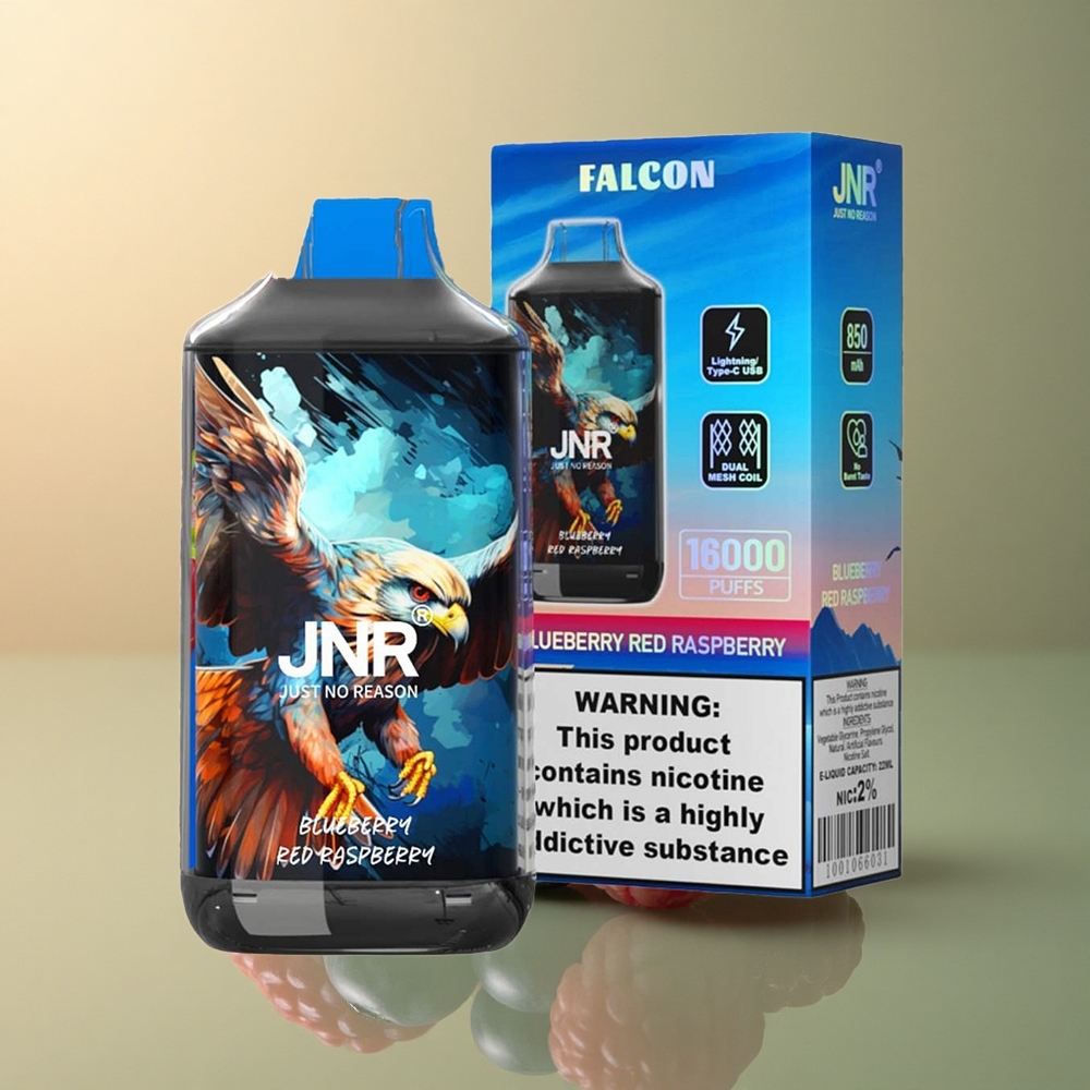 JNR Falcon 16000 Framboise Rouge Myrtille avec 850 mAh et Affichage LED Intelligent