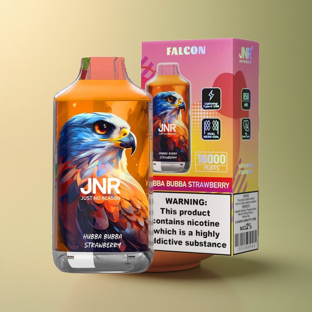 JNR Falcon 16000 Hubba Bubba Fraise 22ml Dual Mesh 850mAh Type C