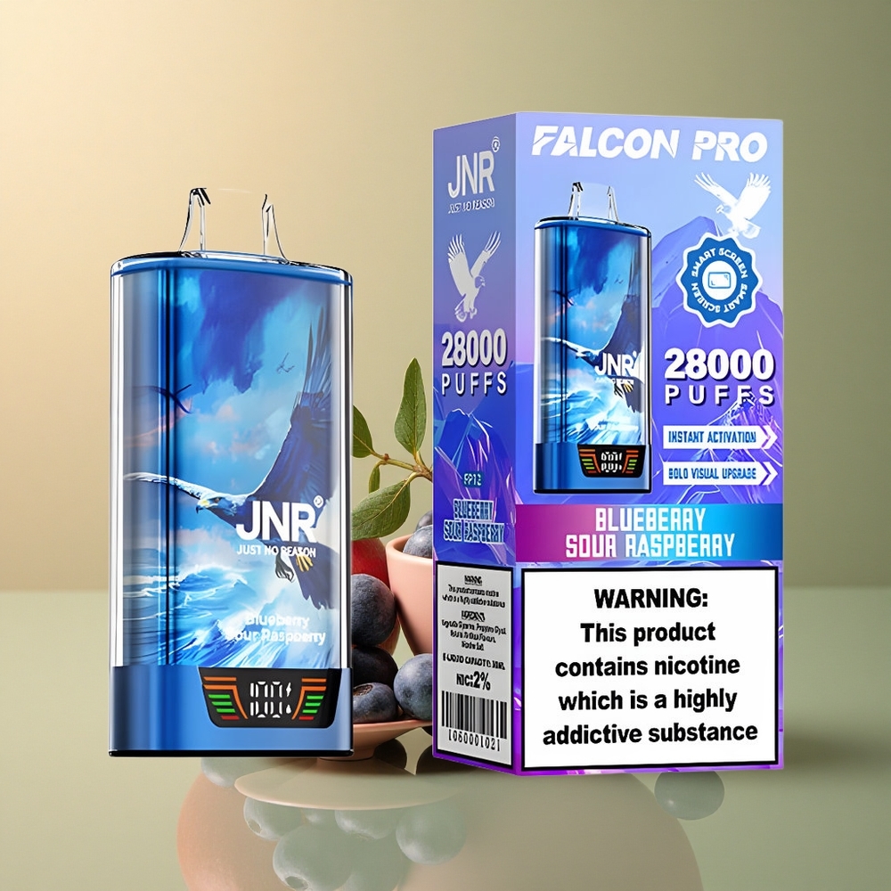 JNR Falcon Pro 28000 Framboise Acidulée Myrtille 30ml 950mAh 5% Nicotine