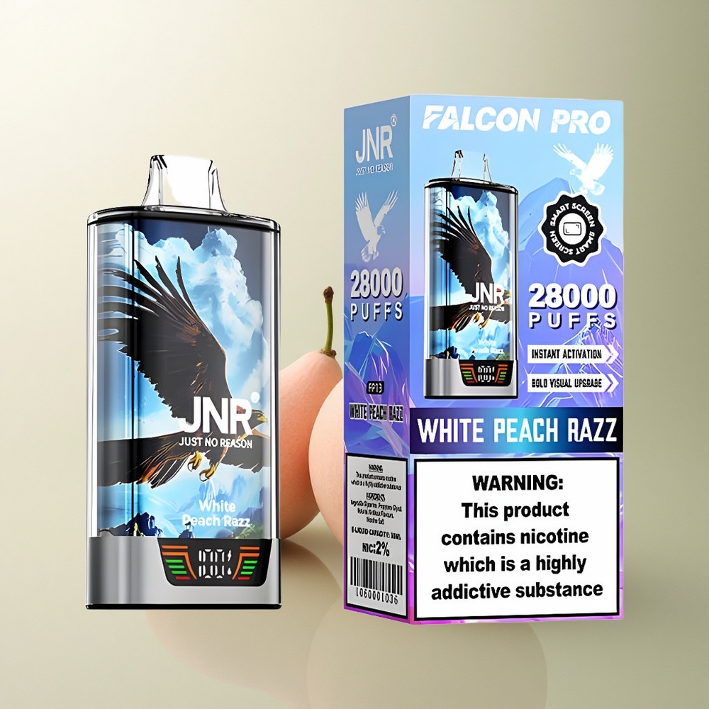 JNR Falcon Pro 28000 Pêche Blanche Framboise 30ml 950mAh 5% Nicotine