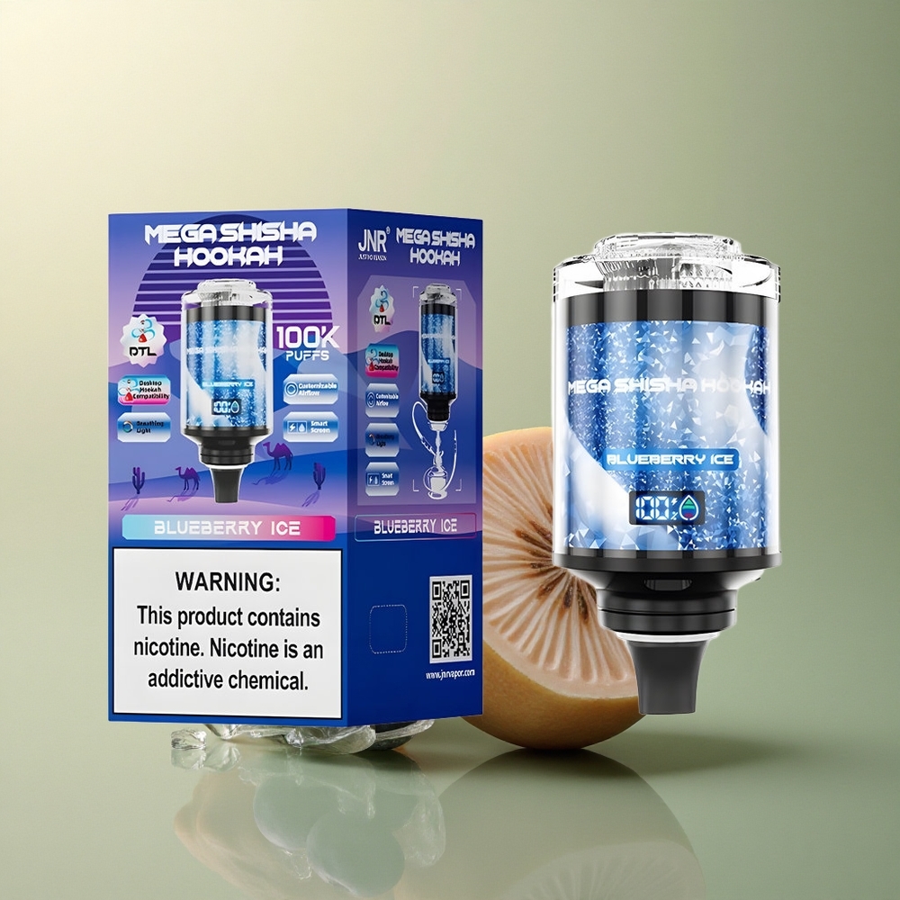 JNR Mega Shisha Hookah 100K Glace à la Myrtille 2200mAh 2% Nicotine