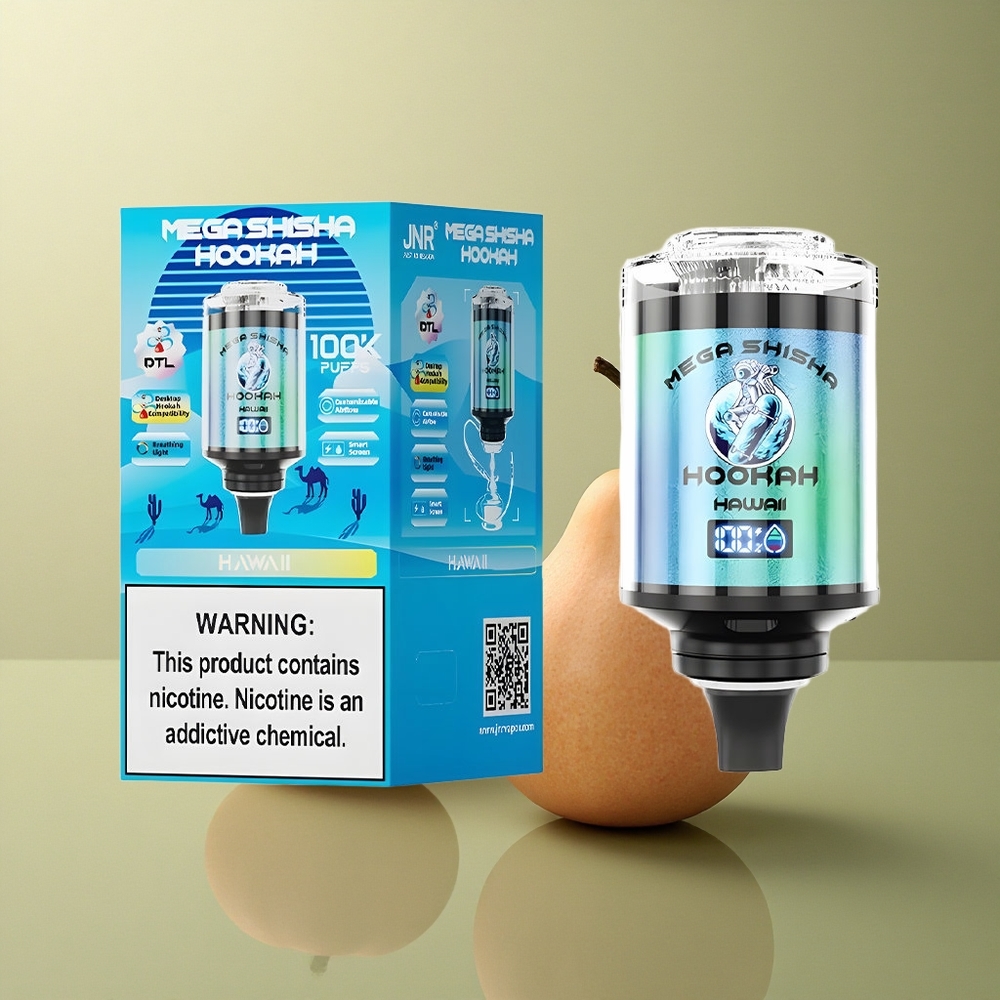 JNR Mega Shisha Hookah 100K Hawaii Écran Intelligent 2200mAh 2% Nicotine