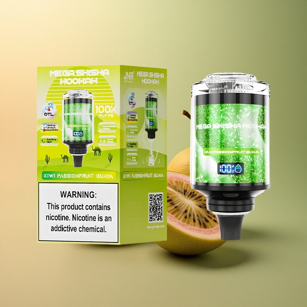 JNR Mega Shisha Hookah 100K Kiwi Fruit de la Passion Goyave 2200mAh 2% Nicotine
