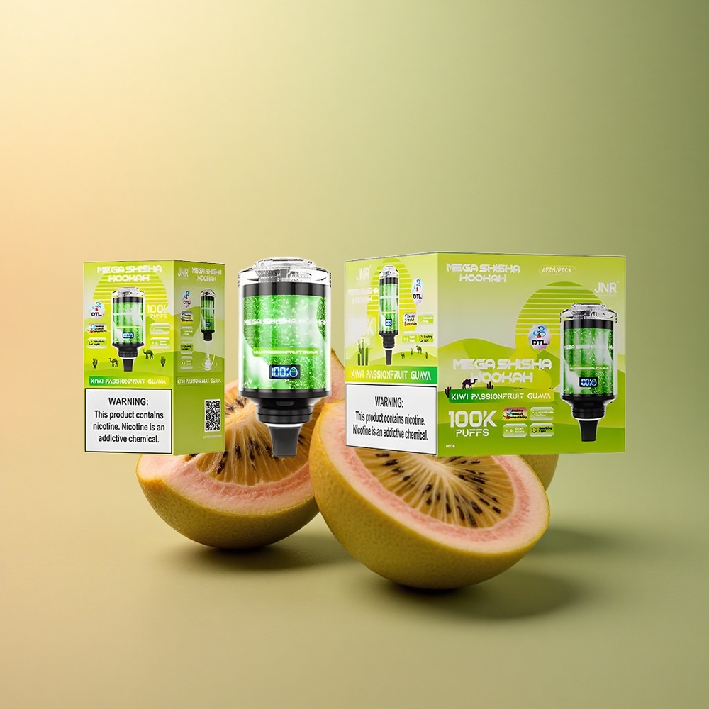 JNR Mega Shisha Hookah 100K Kiwi Fruit de la Passion Goyave 2200mAh 2% Nicotine