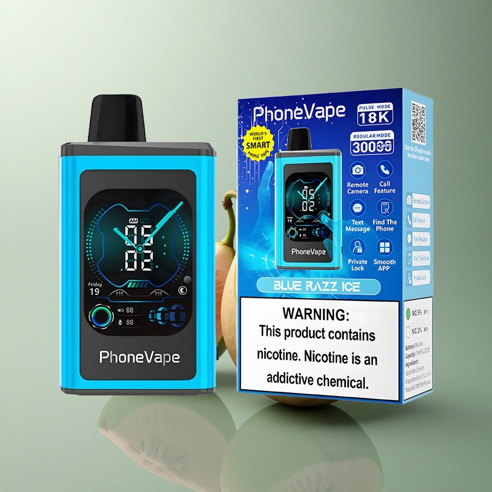 JNR PhoneVape 30000 Glace Framboise Bleue avec 850mAh et Nicotine 2%