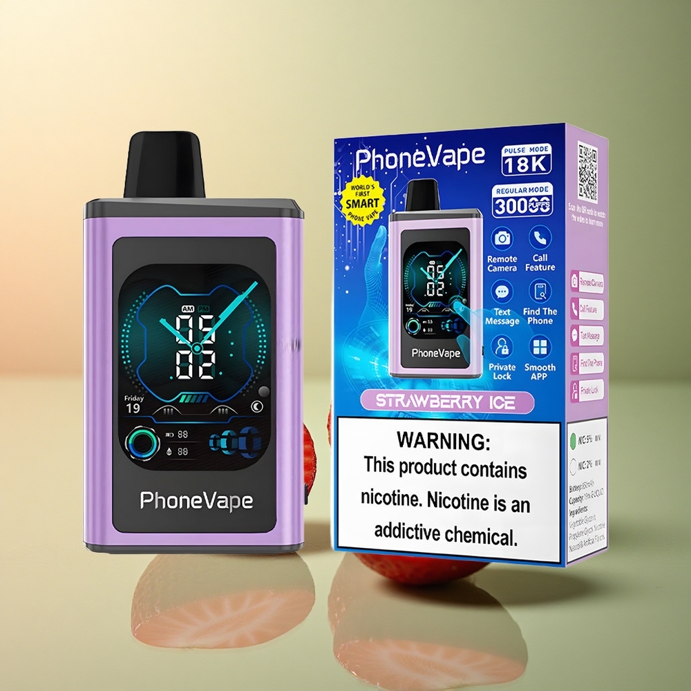 JNR PhoneVape 30000 Glace à la Fraise avec 850mAh et Nicotine 2%