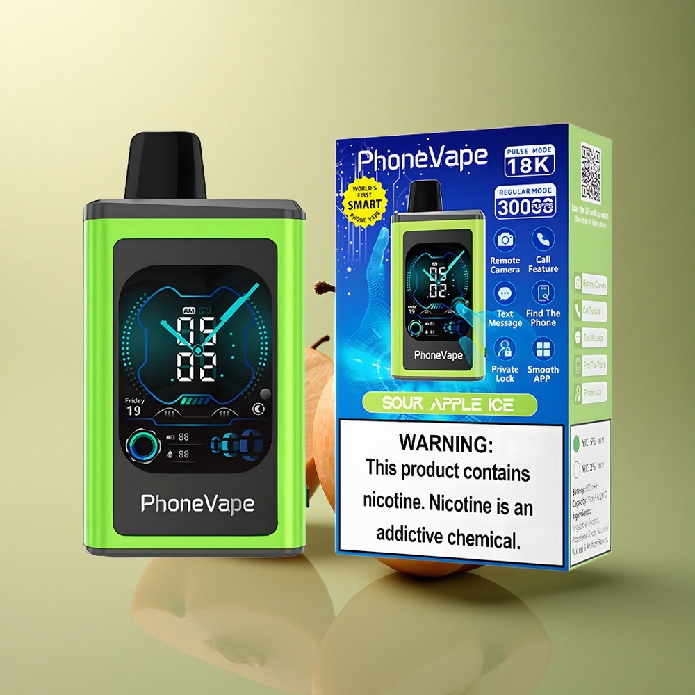 JNR PhoneVape 30000 Pomme Glacée Acidulée avec 850mAh et Nicotine 5%