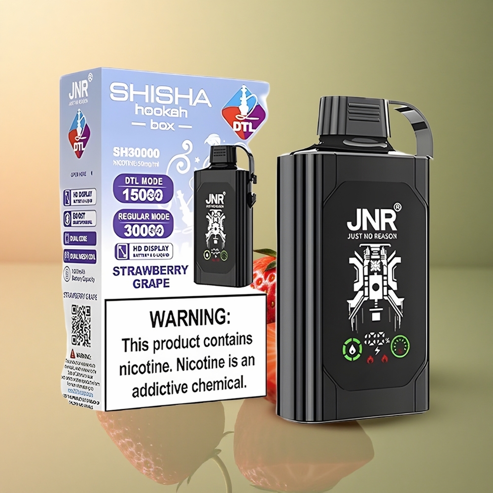 JNR Shisha Hookah Box 20500 Fraise Raisin HD Display 1000mAh Dual Mesh Coil
