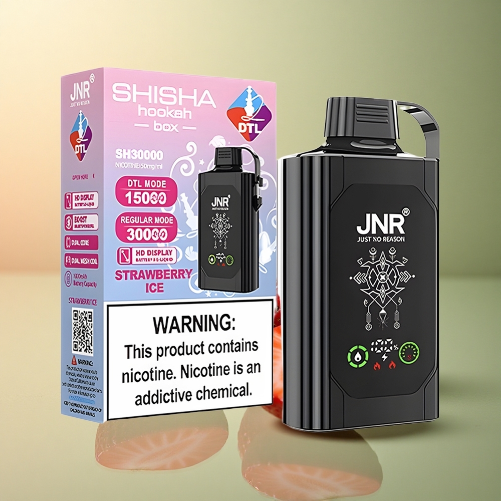 JNR Shisha Hookah Box 20500 Glace à la Fraise 25ml 1000mAh Dual Mesh
