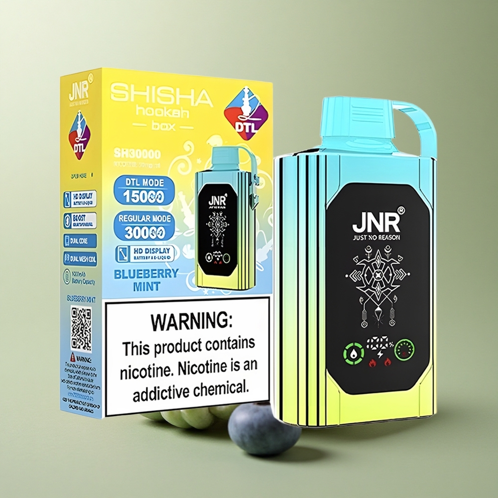 JNR Shisha Hookah Box 20500 Menthe Myrtille HD Affichage 1000mAh Double Bobine