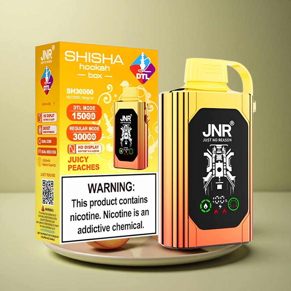 JNR Shisha Hookah Box 20500 Pêches Juteuses 1000mAh 25ml Dual Mesh Coil Type-C