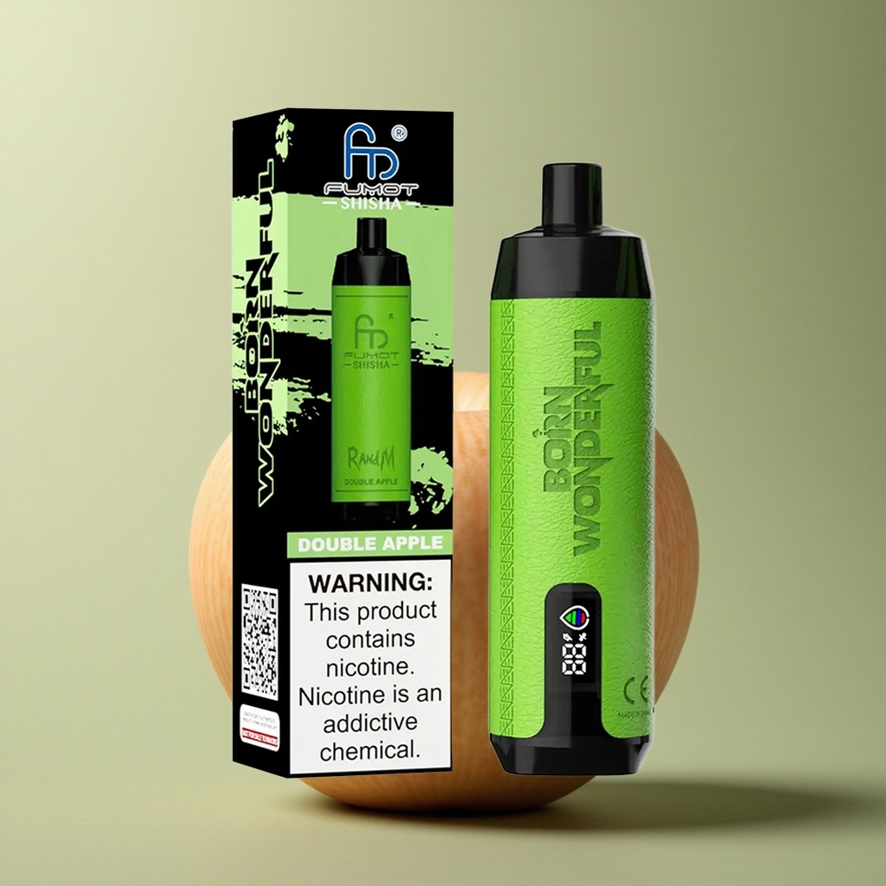 RandM Fumot Shisha 10000 Puffs Double Pomme - 18ml E-Liquide Prérempli - 0.6ohm Mesh Coil
