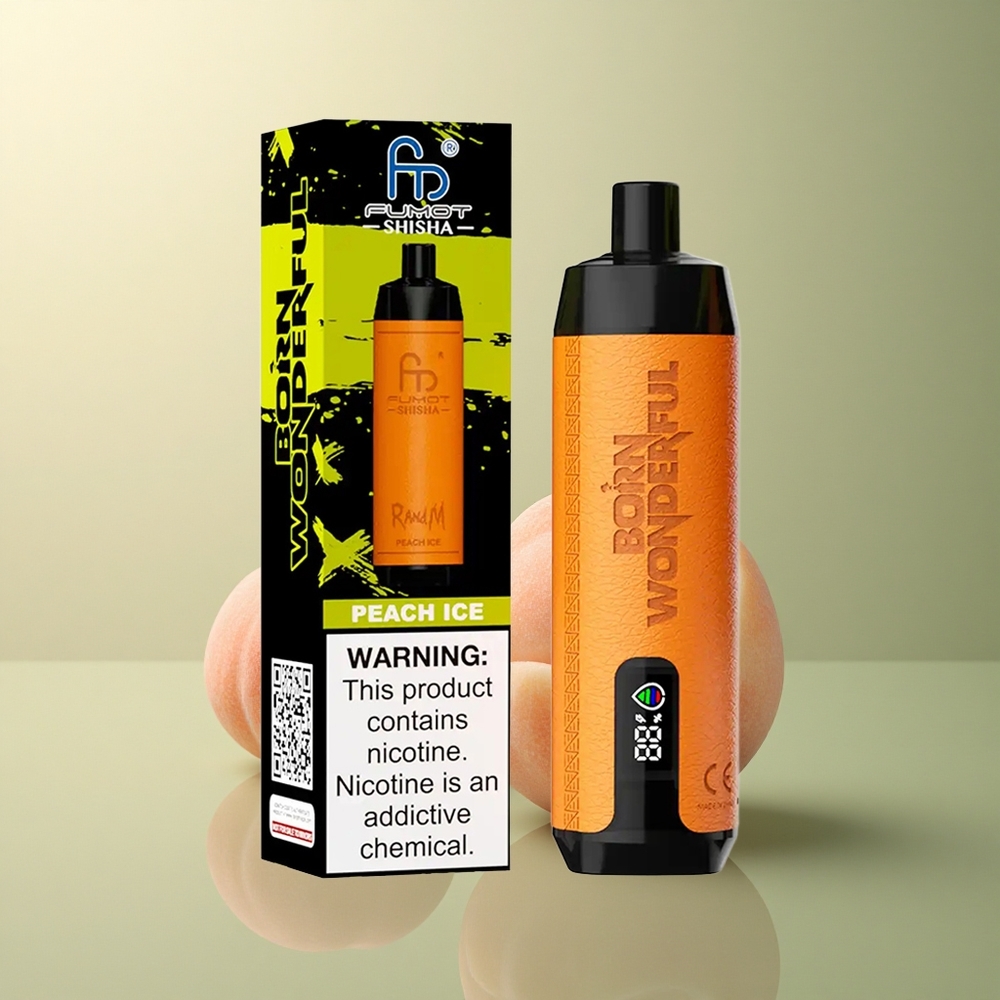RandM Fumot Shisha 10000 Puffs Glace à la Pêche avec 0,5% de Nicotine et Batterie 850 mAh