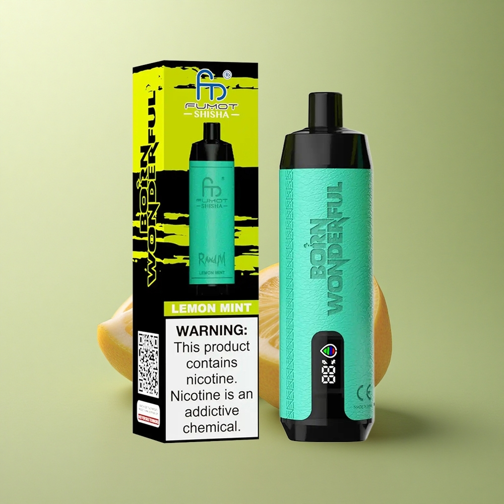 RandM Fumot Shisha 10000 Puffs Menthe Citronnée avec E-liquide 18ml et Batterie 850mAh