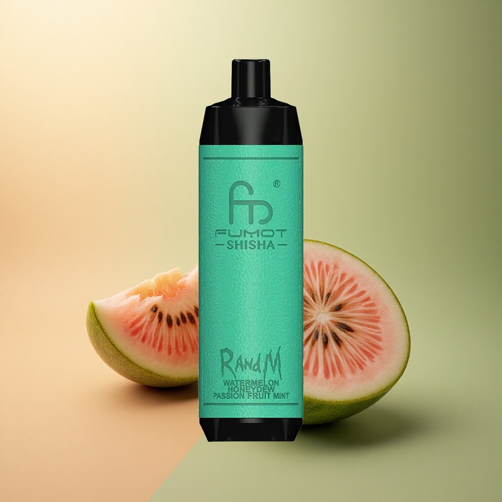 RandM Fumot Shisha 10000 Puffs Pastèque Melon Passion Menthe avec 0,5% nicotine et batterie 850 mAh