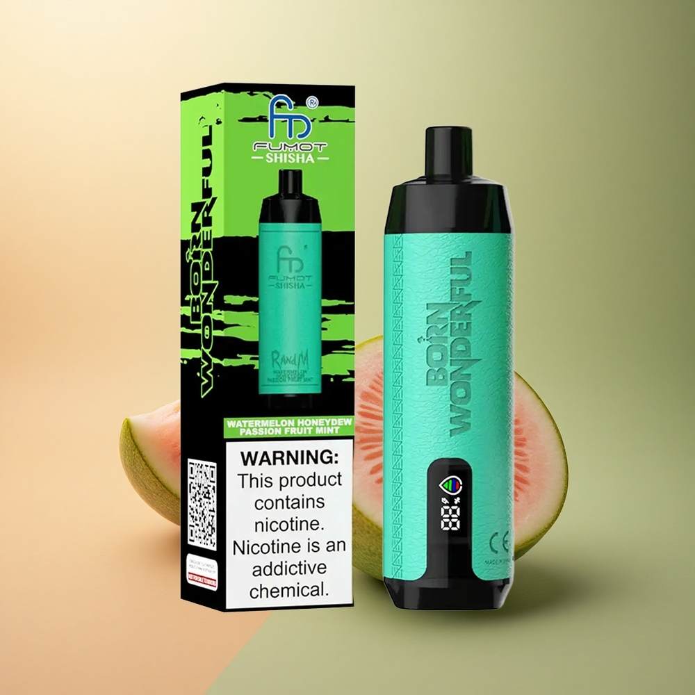 RandM Fumot Shisha 10000 Puffs Pastèque Melon Passion Menthe avec 0,5% nicotine et batterie 850 mAh