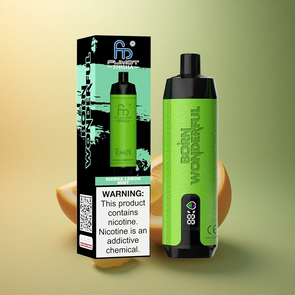 RandM Fumot Shisha 10000 Puffs Shisha Citron Menthe avec E-liquide 18ml et Batterie 850 mAh