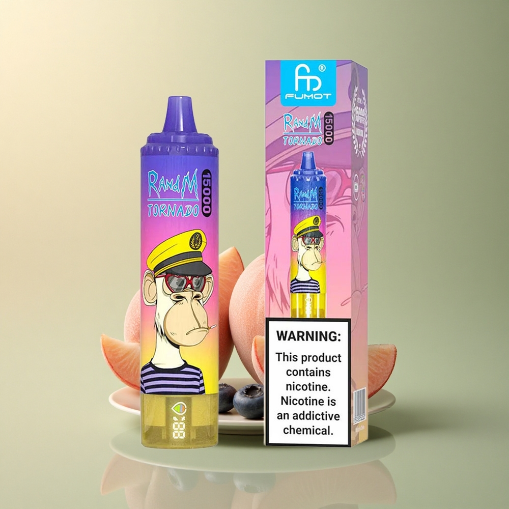 RandM Fumot Tornado 15000 Puffs Bonbon Pêche Myrtille 25ml 850mAh Mesh
