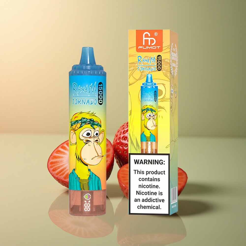 RandM Fumot Tornado 15000 Puffs Fraise Liquide 25ml Nicotine 5% LCD
