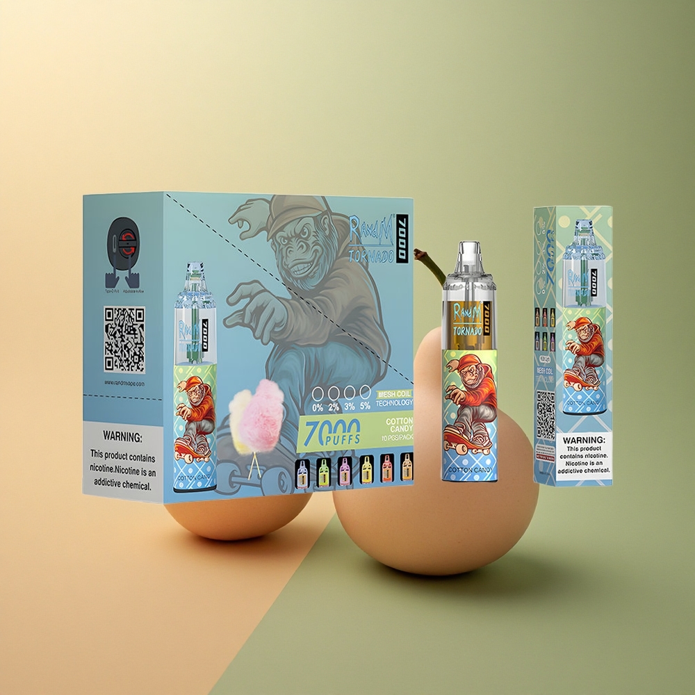 RandM Fumot Tornado 7000 Puffs Barbe à sucre Lumière RGB 5% nicotine